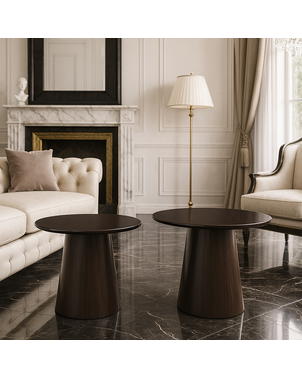 Modern Round Wooden Coffee Table Set of 2 MODENA