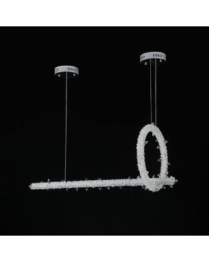 Glamorous ICE L crystal LED ceiling chandelier, elongated, modern silver