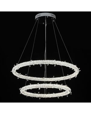 Glamorous ICE M crystal LED ceiling chandelier, round, modern silver