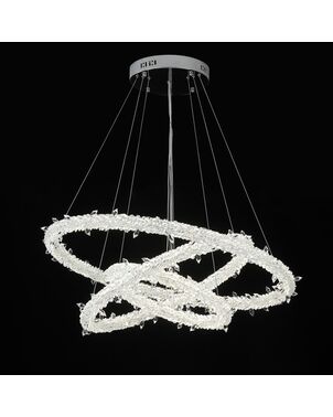 Glamorous ICE XL crystal LED ceiling chandelier, round, ring, modern silver