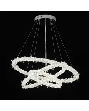 Żyrandol kryształowy glamour okrągły ring, nowoczesna duża lampa wisząca srebrna ICE XL