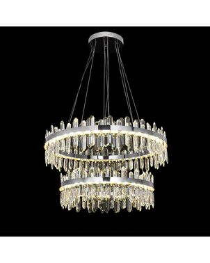 BULGARI XL crystal chandelier, two-story, luxurious glamor silver