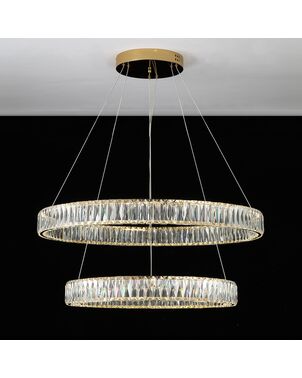 Crystal chandelier CRYSTAL L gold, glamour, exclusive, modern two-level ring