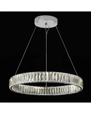 Żyrandol kryształowy srebrny nowoczesny ring glamour CRYSTAL