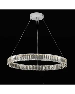 Żyrandol kryształowy srebrny nowoczesny ring glamour CRYSTAL