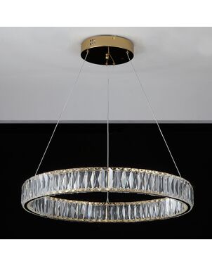 Żyrandol kryształowy CRYSTAL złoty, glamour, ekskluzywny, nowoczesny ring