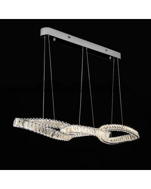 LILIBET L glamorous crystal chandelier, modern, designer, elongated silver hanging lamp