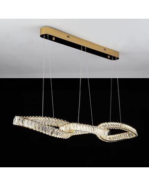 LILIBET L glamorous crystal chandelier, modern, designer, gold oblong hanging lamp