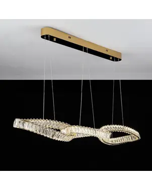LILIBET L glamorous crystal chandelier, modern, designer, gold oblong hanging lamp