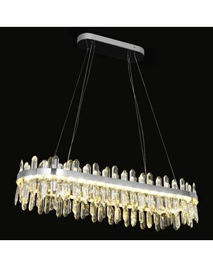 BULGARI L crystal chandelier, silver glamorous hanging lamp, modern for the living room, adjustable