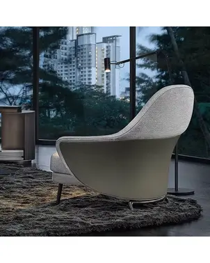 Fotel designerski tapicerowany z podnóżkiem nowoczesny komplet relaksacyjny LINEA