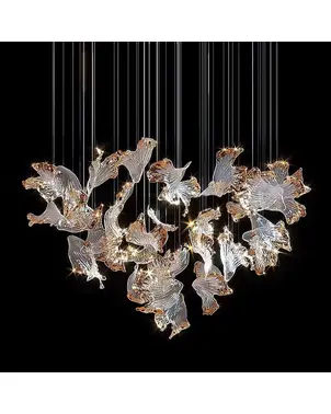 Designer golden glass leaf decoration hanging from the ceiling - LEAF CABBAGE