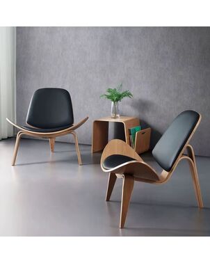 Designer Leather Armchair in a Modern Style - WING
