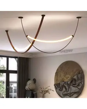 Modern designer leather chandelier, stylish pendant lamp, COSMOPOLITAN S M stripes