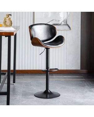 Modern adjustable designer bar stool with a black WING base