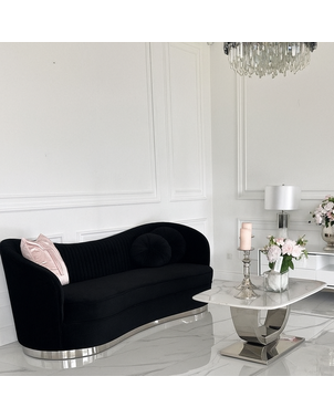 Sofa glamour nowoczesna do salonu, plisowana, klasyczna, szara DONNA