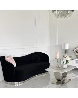 Sofa glamour nowoczesna do salonu, plisowana, klasyczna, szara DONNA