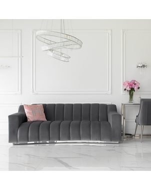 Exclusive glamor sofa for the living room, silver gray LONDON