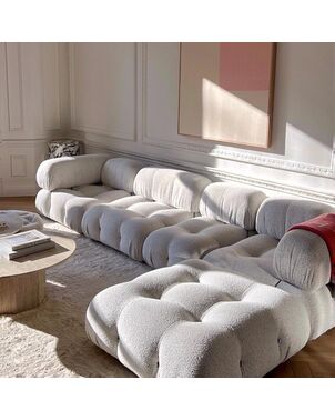 Glamorous, modern, designer sofa for the living room, boucle NICEA, 5-seater