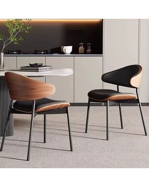 Modern designer wooden chair with a black WING frame