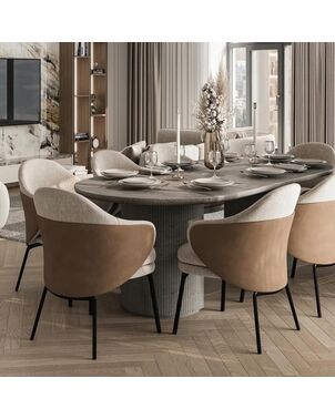 Modern, luxurious dining chair with black metal legs from LINEA