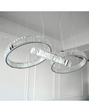 ECLIPSE MAX crystal chandelier, rings, silver, modern glamor hanging lamp for the living room, adjustable
