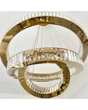 Crystal chandelier, ring, gold, modern glamor pendant lamp for the living room, adjustable ECLIPSE L