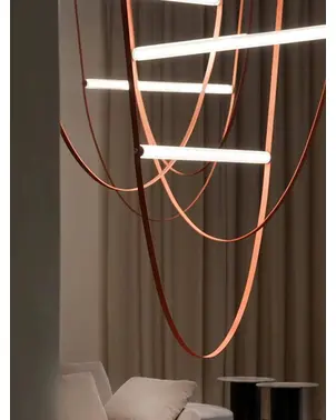 Modern designer leather chandelier, stylish pendant lamp, COSMOPOLITAN stripes