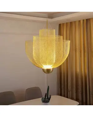 Designerska lampa wisząca złota nowoczesny złoty żyrandol FLORENCJA