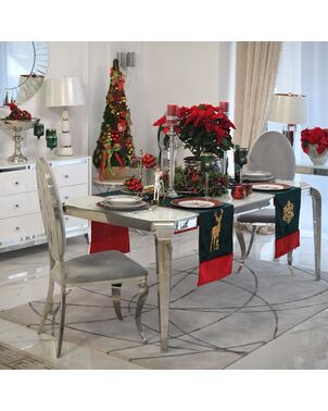 Design glamor table with a glass top, steel, modern, silver ELITE