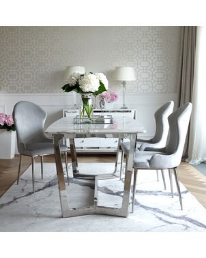 LOUIS modern grey upholstered glamour New York-style steel chair 49x55x95