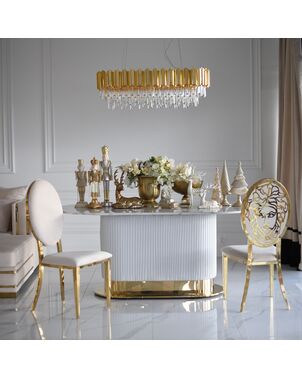 Exclusive glamor table for the dining room, modern, designer, white, gold ROYAL