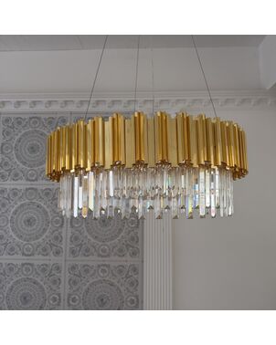 Żyrandol glamour EMPIRE luksusowy kryształowy okrągły lampa wisząca, złoty