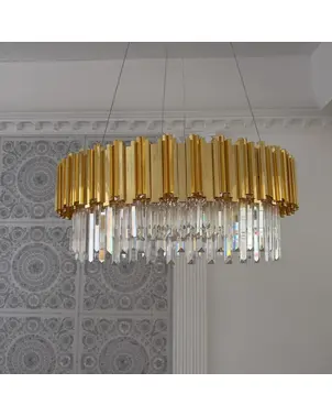 Żyrandol glamour EMPIRE luksusowy kryształowy okrągły lampa wisząca, złoty