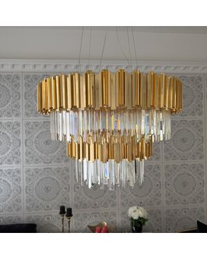 Round gold chandelier with EMPIRE XL crystals