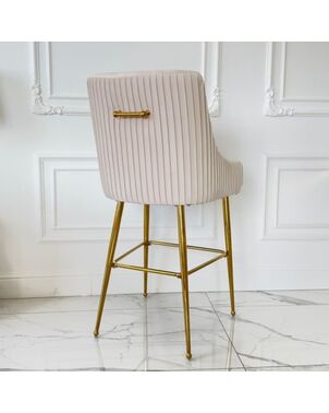 Modern glamor stool in beige golden velvet fabric PALOMA