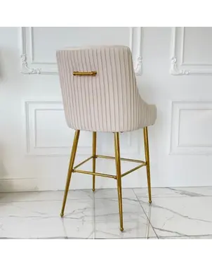 Modern glamor stool in beige golden velvet fabric PALOMA