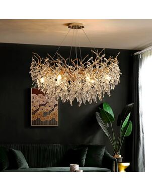Modern Designer Crystal Chandelier in Gold from Queen