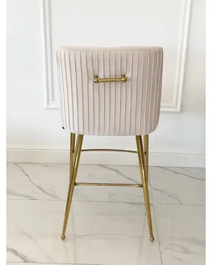 Półhoker do niskiej wyspy kuchennej nowoczesny tapicerowany czarny, beżowy na złotych nogach PALOMA