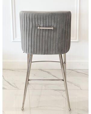 Półhoker do niskiej wyspy kuchennej nowoczesny tapicerowany czarny, beżowy na złotych nogach Paloma [CLONE]