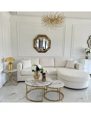 Elegancki  półokrągły złoty narożnik nowoczesny PARIS