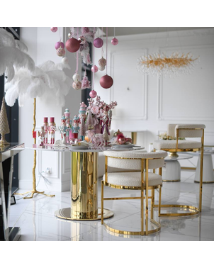 Round glamor dining table, on a golden steel leg, modern, 130cm ORION