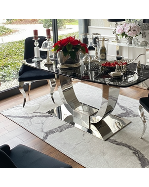 Exclusive glamor table for the dining room, modern, designer, black top, silver ART DECO OUTLET 240cm