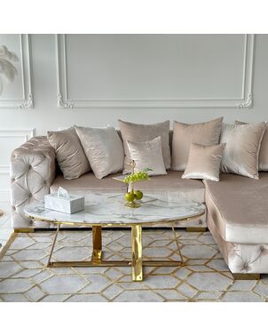 Glamorous gold, modern, oval coffee table 130cm NORMAN