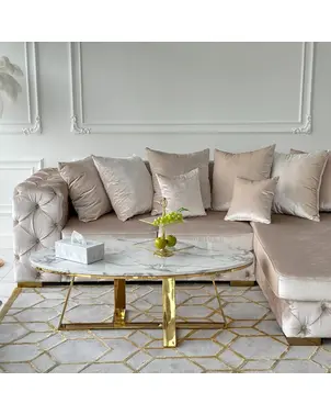 Glamorous gold, modern, oval coffee table 130cm NORMAN