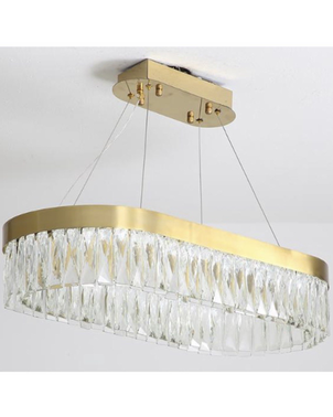 Oval crystal chandelier, gold, 100 cm DIAMOND