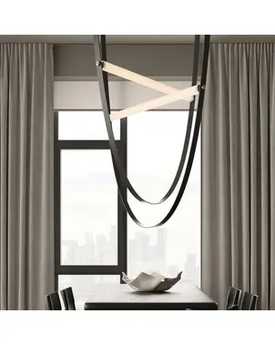 Designer chandelier modern leather stylish hanging lamp black stripes COSMOPOLITAN L XL