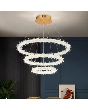 Żyrandol kryształowy Ring Glamour – nowoczesna lampa wisząca złoty