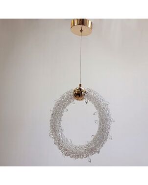 Single pendant lamp, ICE XS glamour gold crystal chandelier
