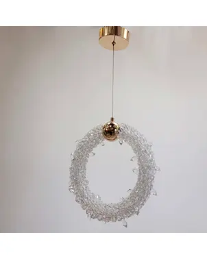 Pojedyncza lampa wisząca, kryształowy zwis złoty glamour do sypialni, łazienki ICE XS